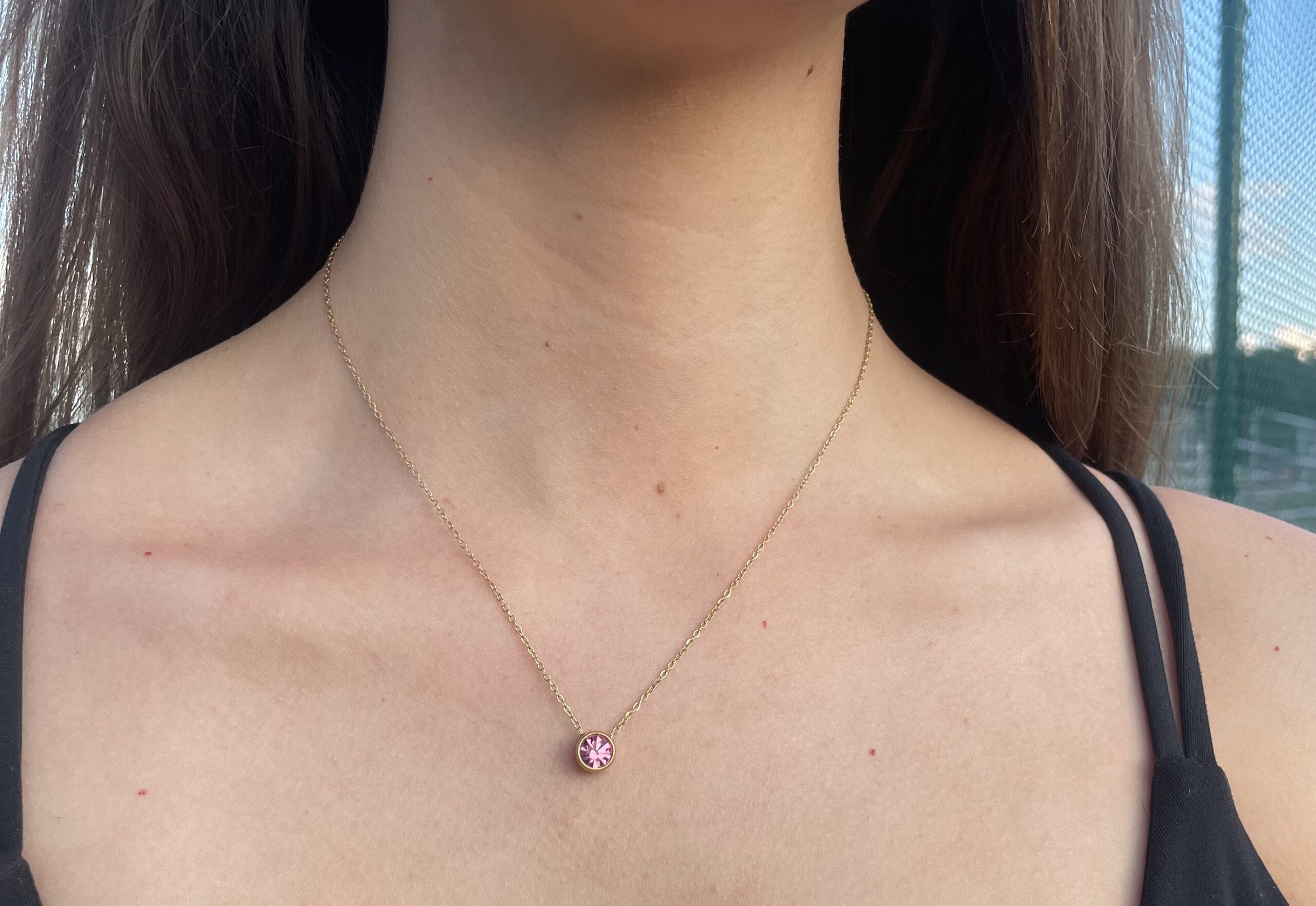 Baguette Opal October Birthstone Silver Necklace | Little Sky Stone
